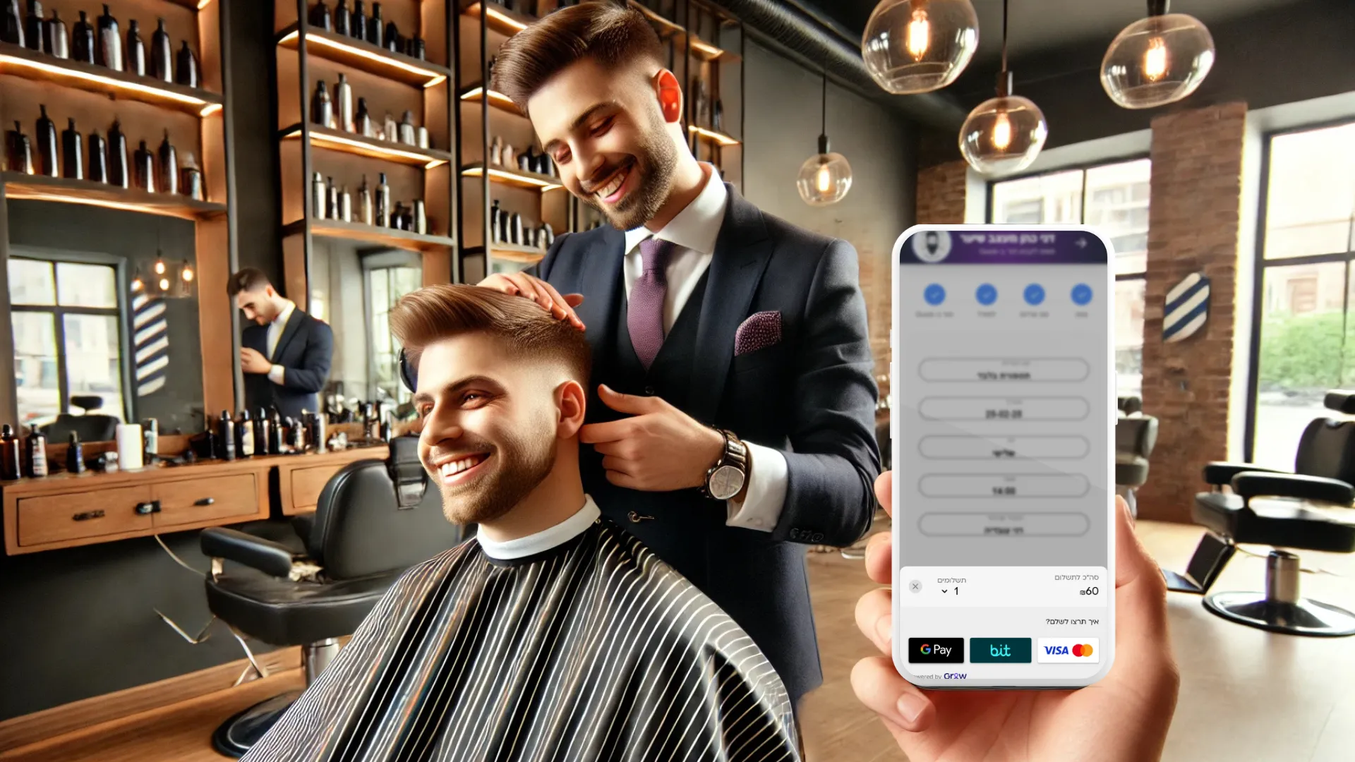 ספר ובעל מספרה מנהל יומן תורים דיגיטלי וסליקה אונליין
